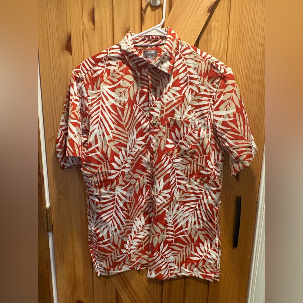 Van Heusen Men’s Casual Floral Hawaiian Button Down Shirt Medium 15 - 15 1/2